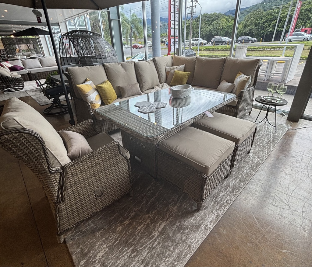 SOFA EN L COSTWOLD CON SOFA INDIVIDUAL 2 OTOMANOS Y MESA CENTRO CAFE CLARO HAI18C251A-L-9692