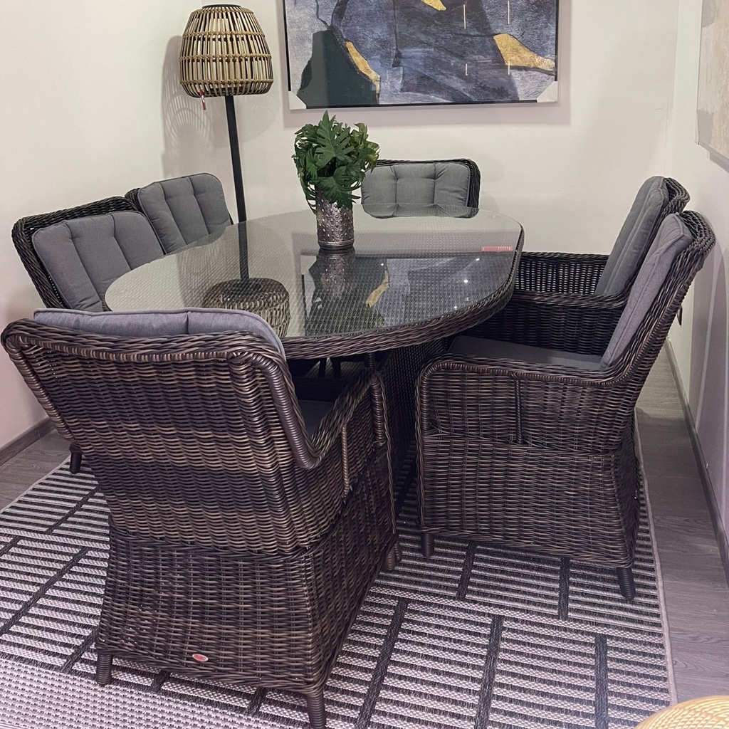 SET COMEDOR RECTANGULAR 6 SILLAS OXFORD CAFE MIXTO HAI24T035-180120RA-HH8974