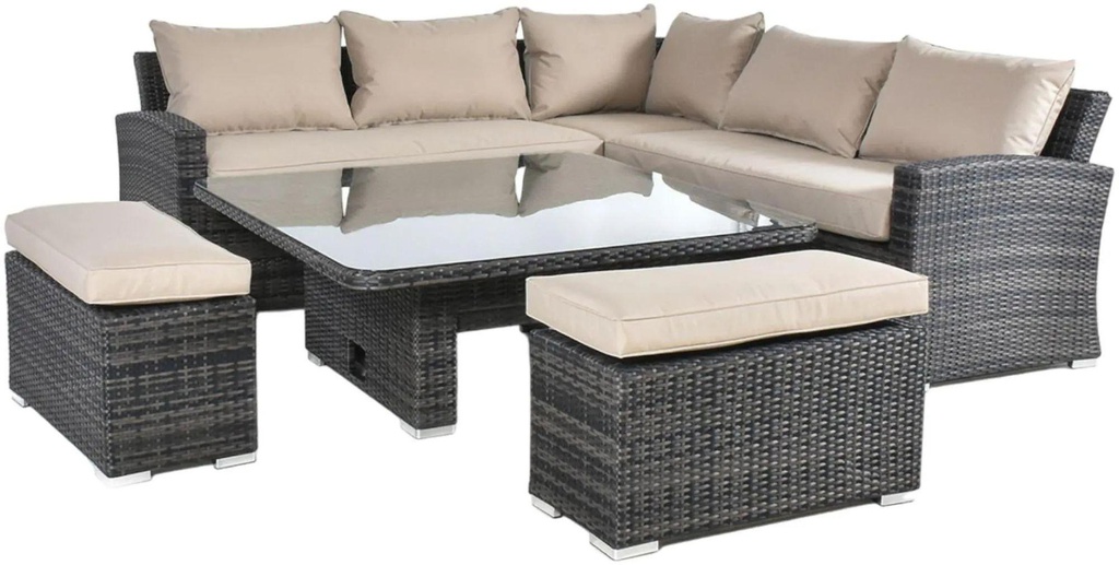 SET SOFA EN L MESA CENTRO 2 OTO FIBRA CAFE MIXTO HAI16C122A-JY78098