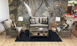 [BL5032] SET SOFA DOBLE  ROCKPORT 2 INDIVIDUALES COLOR CAFÉ