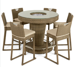 [BL6619] SET BAR MESA NAPOLI CON SEIS SILLAS CAFÉ CLARO HAI24C041A-HH9692