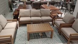 [BL6698] SET DIONE SOFA TRIPLE  2 SOFAS INDIVIDUALES MESA CENTRO ACABADO TEAK HAI18C060A-CLB-KD