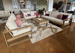 [BL7196] SET SOFA TRIPLE 1 SOFA DOBLE 2 SOFAS INDIVIDUALES MESA DE CENTRO COLOR TEAK HAI16C048A-3D-PE67043